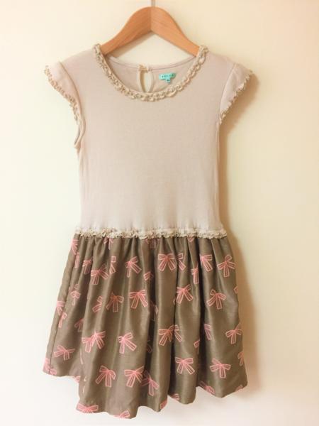 TOCCA トッカ 切り替え ワンピース 150 キッズ 女の子 ベージュ Aライン