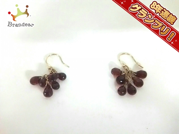 ココシュニック ピアス 美品 K10×カラーストーン ボルドー