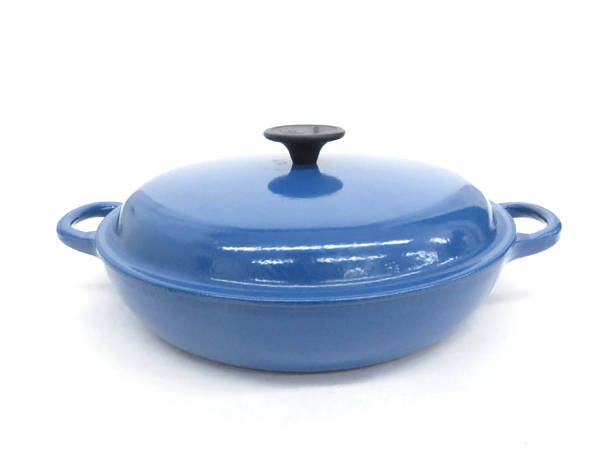 ●1円 ルクルーゼ ビュッフェ キャセロール 26cm ブルー 両手鍋 浅鍋 HJ176