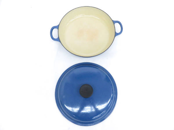 ●1円 ルクルーゼ ビュッフェ キャセロール 26cm ブルー 両手鍋 浅鍋 HJ176