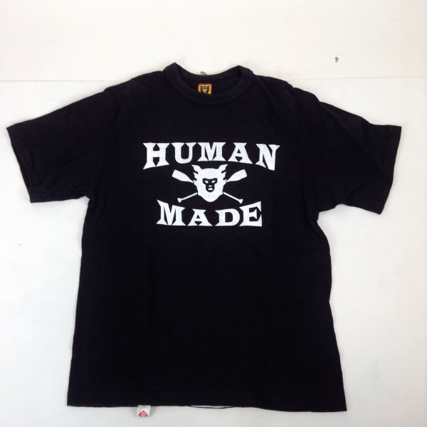 HUMAN MADE ヒューマンメイド メンズ ロゴ Tシャツ トップス 半袖 ブラック 日本製 SizeM yk37