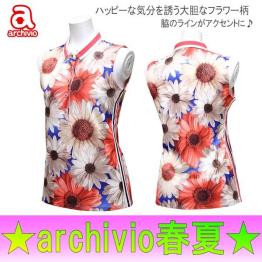 特価！新品 archivio ロゴ総柄 ノースリーブシャツ ☆40％OFF！アルチビオ/archivio 2017春夏新作！ノースリーブシャツ