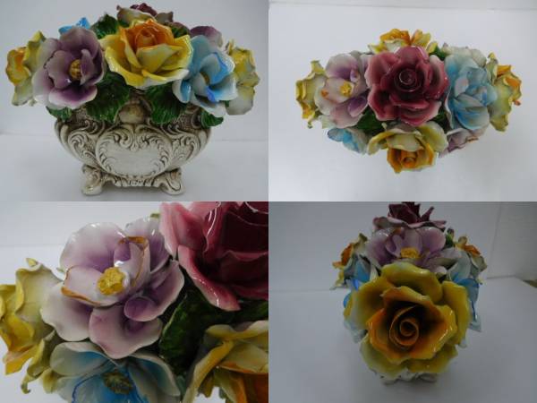 ★イタリア製 REGAL BASSANO 陶花 陶器 置物 オブジェ イタリア製 REGAL BASSANO 陶花 陶器 置物 オブジェ インテリア
