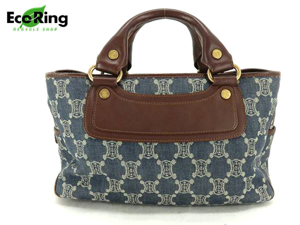 1円 セリーヌ マカダム ブギー デニム ハンドバッグ CQ805