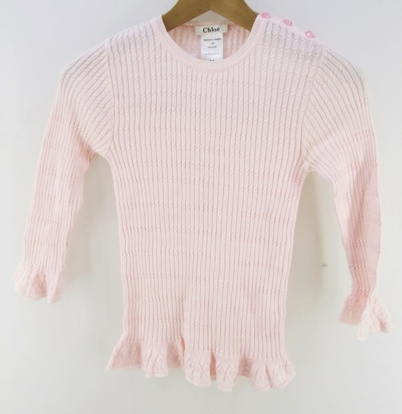 Chloe クロエ 袖裾フリル 七分袖 サマーニット TS *1000000505825
