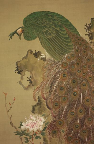 絹本 肉筆 掛軸 - 道具 山水図』中国画 | 孔雀図 掛け軸 極上絹本 肉筆