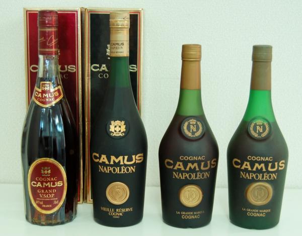 581【古酒】①CAMUS カミュ NAPOLEON ナポレオン GRAND VSOP ブランデー COGNAC コニャック 4本セット