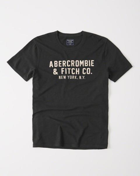 新品！本物保証A&Fアバクロ【S/Dark Grey 2178-100】新作アップリケ グラフィックTシャツ