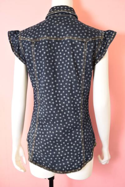 0819-17H0255★ レッド ヴァレンティノ RED VALENTINO ★リッチカジュアル.:*ドット柄デニムシャツ 40