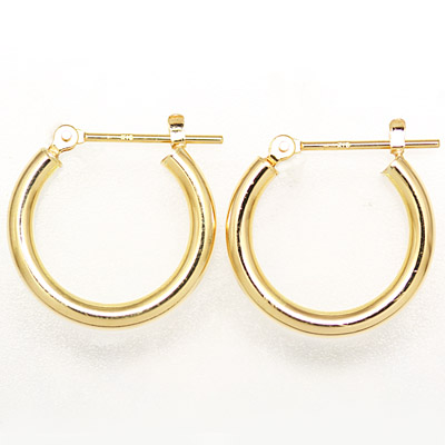 18金イエローゴールド K18 ワッカ フープピアス 2mm×15mm 【日本製 