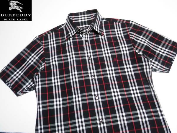 極美品 バーバリーブラックレーベル ブラックノバチェックシャツ 2 日本製