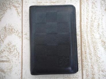 LOUIS VUITTON/ルイヴィトン：ダミエアンフィニ オーガナイザードゥポッシュ ＊イニシャル入り カードケース/名刺入れ/中古/正規品/N63012