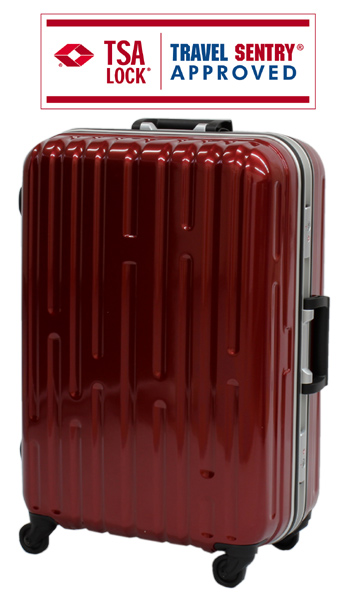 B級アウトレット新品訳あり9046大型:ワイン/超軽量フレームスーツケースキャリーケースTSAロック搭載超軽量オシャレカワイイ