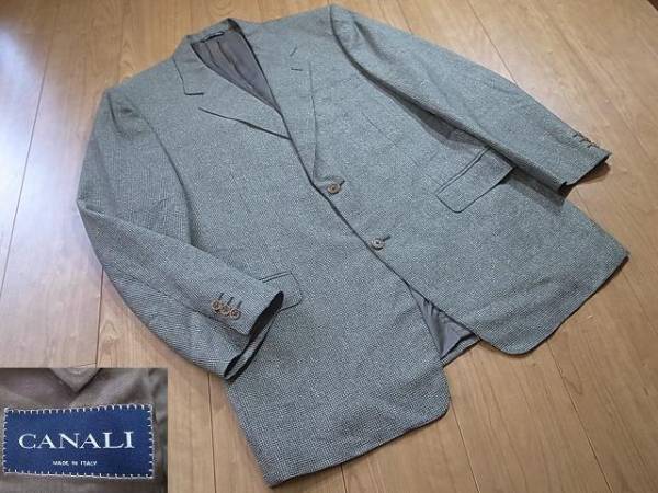 美品イタリア製 CANALI カナーリ シルクウール ２つ釦 ジャケット XL以上