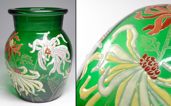 エルベクリスタル|ヴィオラ・Viola △敬逢△フランス古作 緑地エナメル