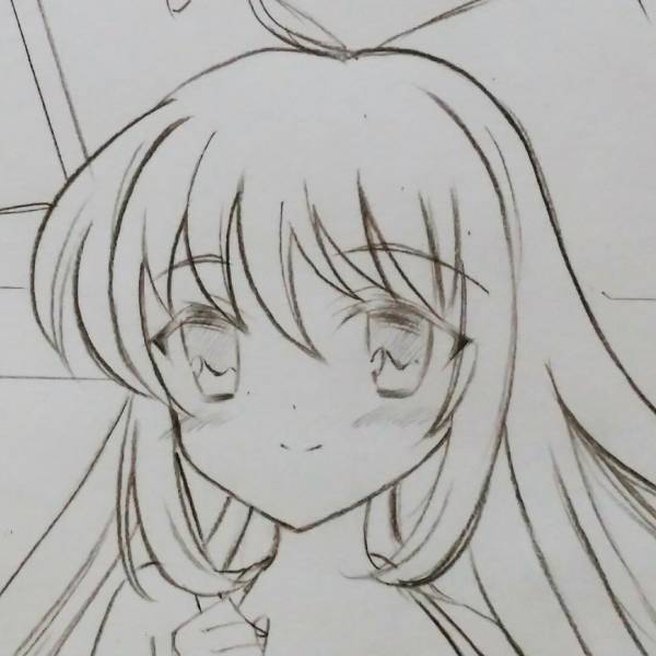 ◇オリジナル手描きイラスト【女の子*梅雨*傘*紫陽花】ラフ*鉛筆画*B5
