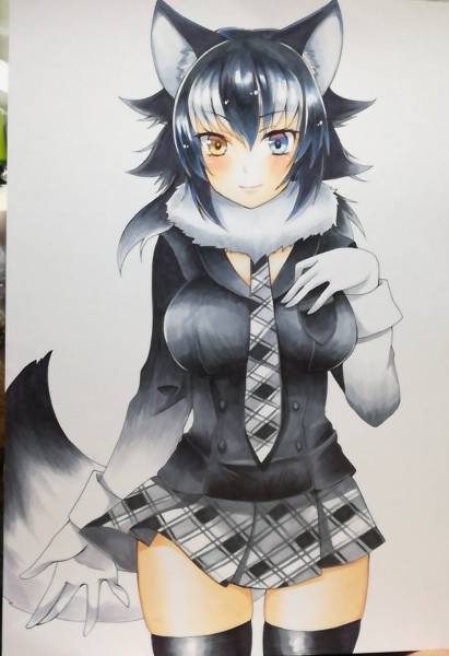 けものフレンズ・タイリクオオカミ・A4・手描きイラスト(手描き