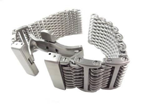 高級仕様 24mm シャークメッシュストラップ 観音バックル サテン　お買い得　この機会に　★