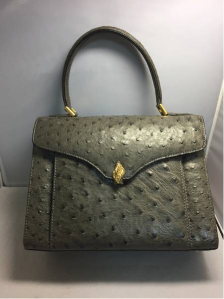 A362 GENUINE OSTRICH オーストリッチ レザーハンドバッグ レディース ★31