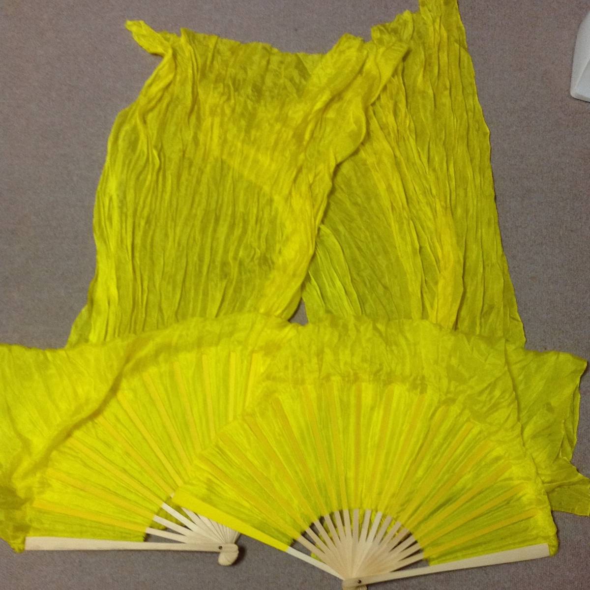 ★ベリーダンス シルクファンベール左右 黄色1.5m ★_1