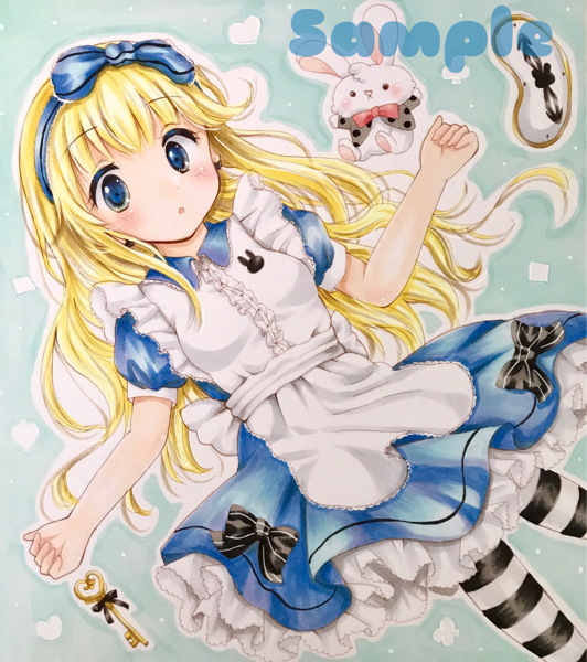 同人手描きイラスト☆オリジナル 不思議の国のアリス＊色紙(手描き