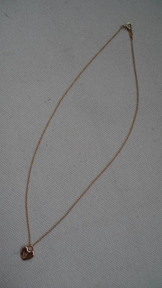 3%U436)美品 本物 ティファニー ハートロック K18PG ネックレス　