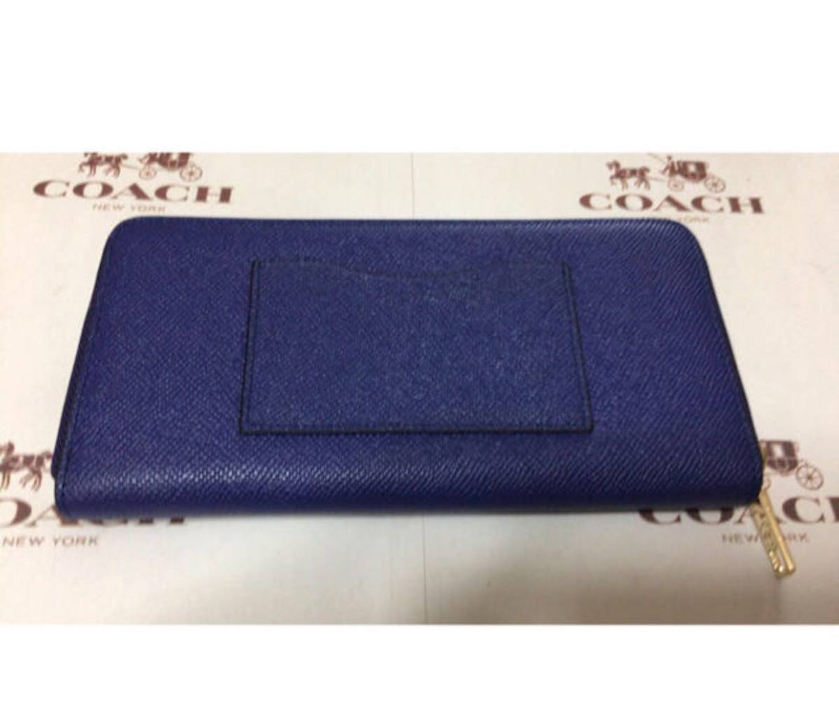 新品未使用品★コーチ クロスグレインレザー長財布 52372 ネイビー
