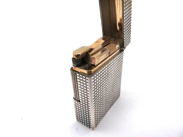 1円 ジャンク品 デュポン ライン1 ショート ガス ライター シルバー色 AB600