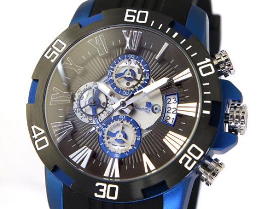 定価128000円 新品 正規 サルバトーレマーラ Salvatore Marra ウレタンベルト 最新作ブラック×ブルー ダイバー仕様 メンズ 男性用腕時計