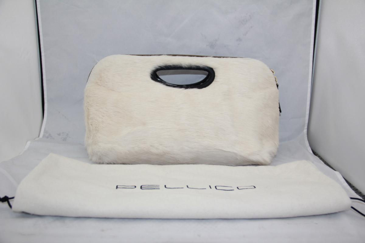美品 ペリーコ PELLICO ファー&レザー ハンドバッグ アネッリ クラッチ 