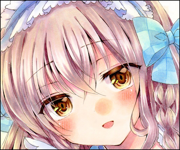 同人手描きイラスト色紙 オリジナル 『和風メイドさん』(手描き