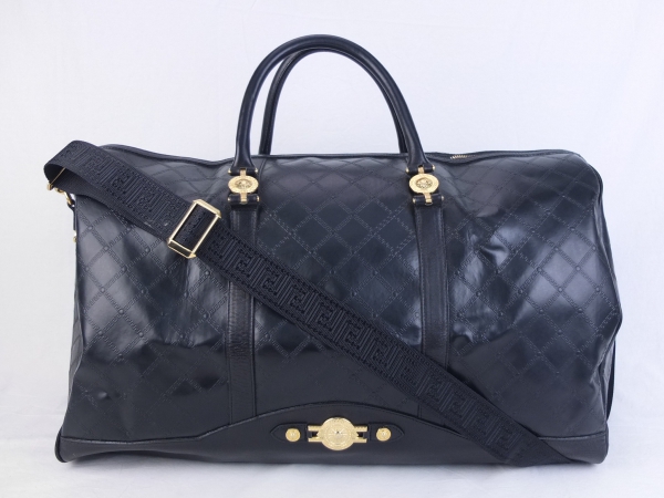 ヴェルサーチ VERSACE 2WAY ボストンバッグ サンバースト レザー 黒