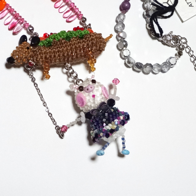 アルベロベロ コレクション処分 ブタさんビーズのネックレス 新品 最終 