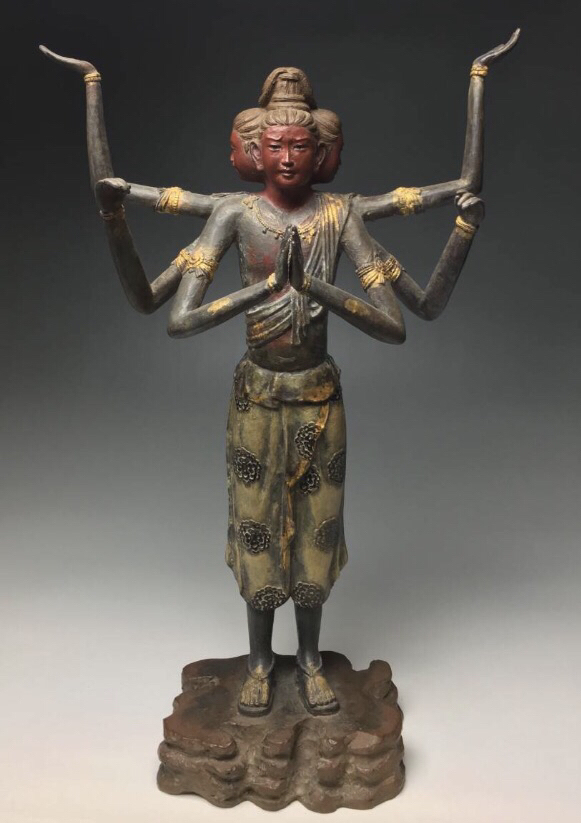 銅製 阿修羅像 約38.5cm　/仏像　 高岡名工 喜多敏勝