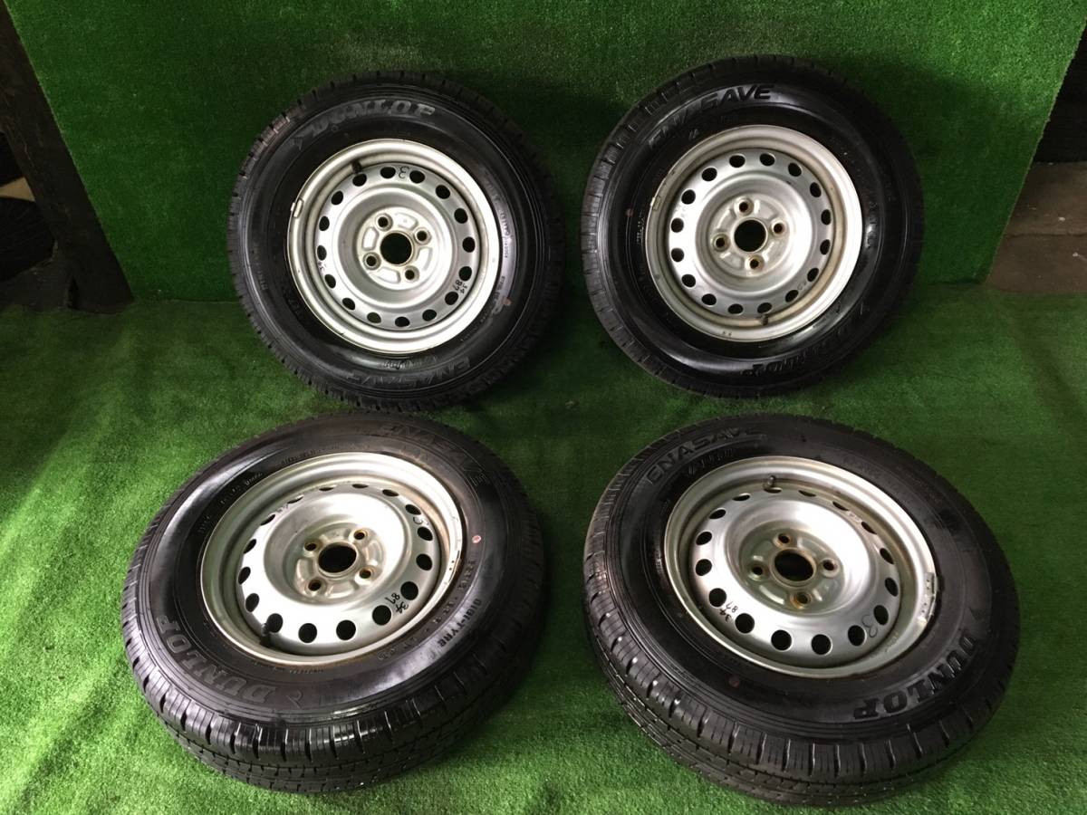 2017年製 ダンロップENASAVE VAN01 165R13 6PR ラジアルタイヤ鉄ホイールセットバリ山4本　プロボックスバンサクシード等に