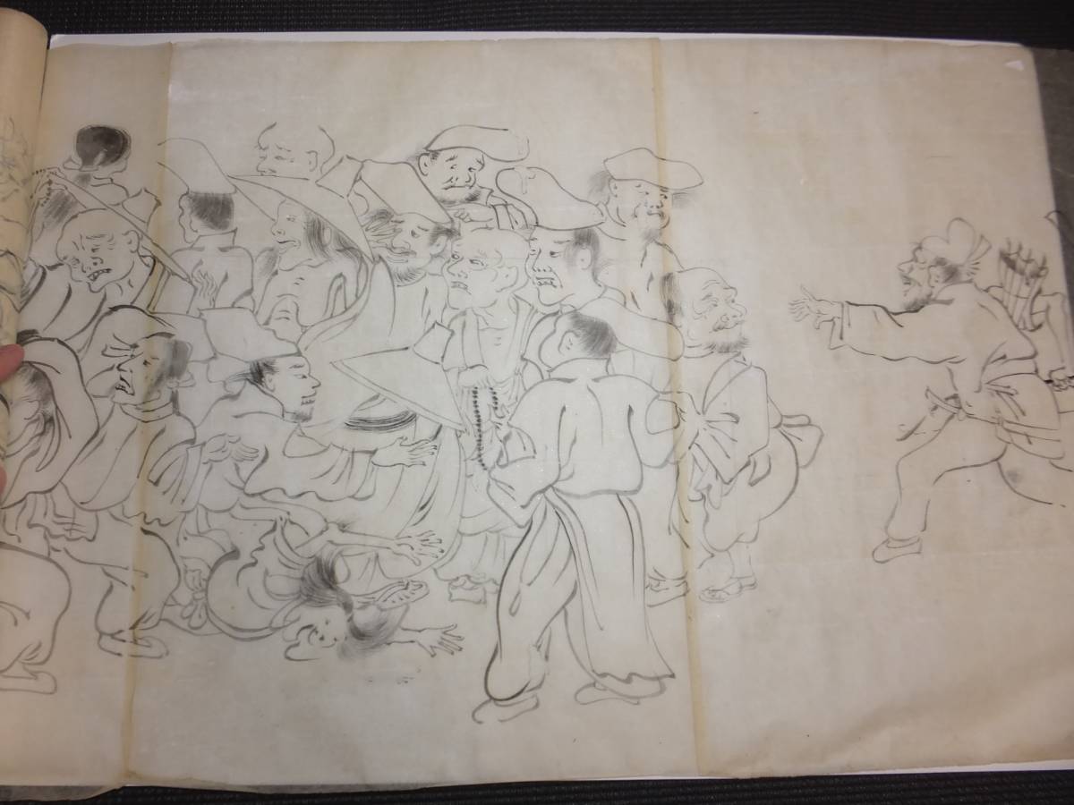 時代！鳥羽僧正肉筆戯画！陽物放屁合戦絵巻物！約10m！ 検鳥羽絵勝