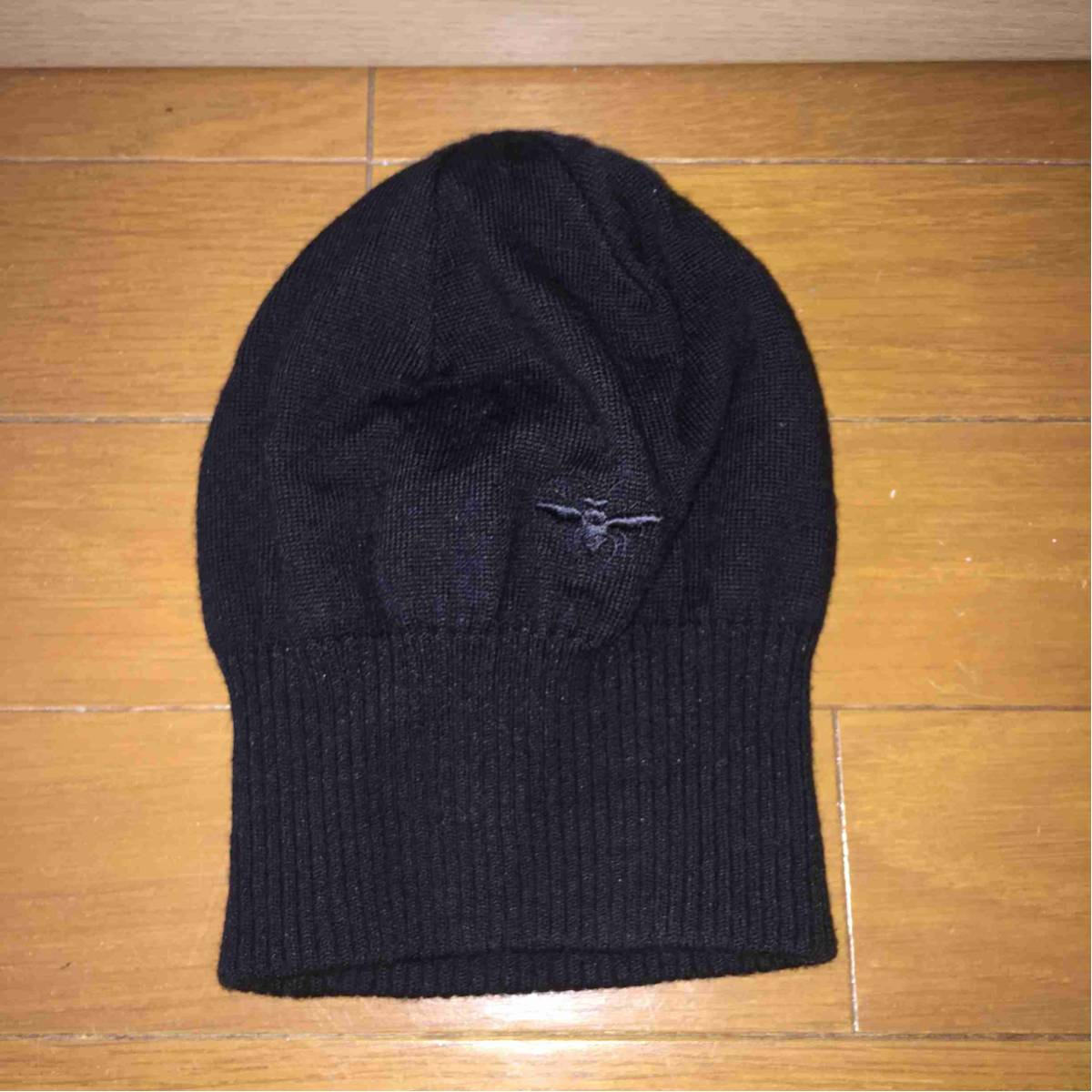 正規 Dior Homme ディオールオム Bee刺繍 ニットキャップ 黒