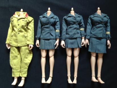 2-3♪1/6カスタムドール素体4体＋ドイツ軍制服 衣装セット