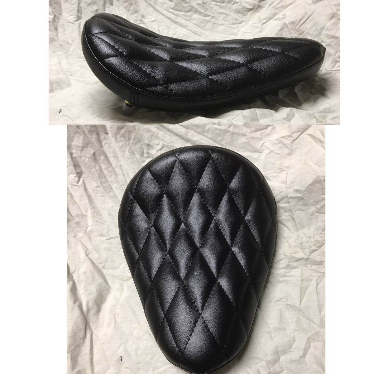 即決 汎用ソロ・サドルシート 黒ダイヤ柄 新品 チョッパー ボバー