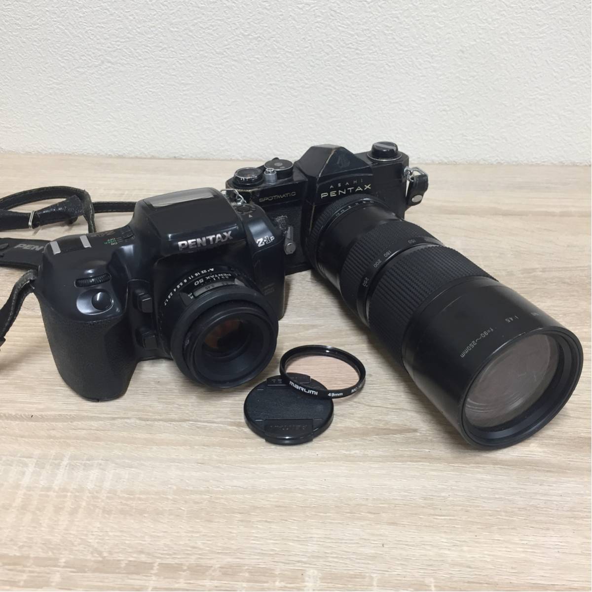 カメラ 51 PENTAX ペンタックス SPOTMATIC SP ASAHI KOMURA ZOOM LENS 1:4.5 f=90-250mm Z-1 P smc PENTAX-FA 1:1.7 50mm 2点セット
