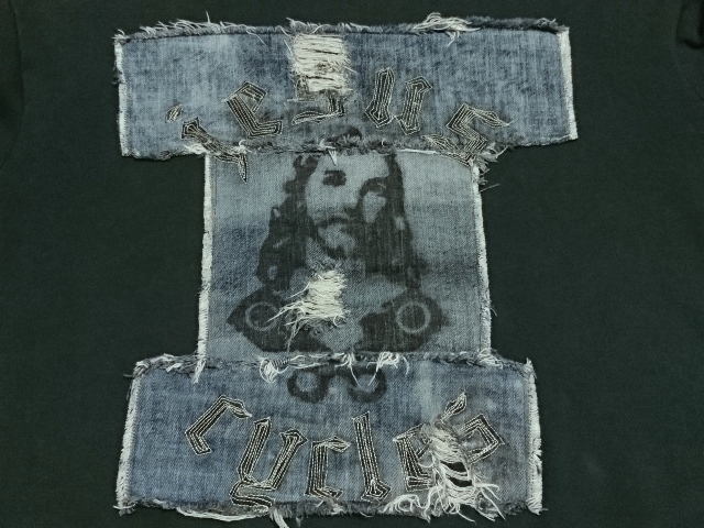 Religion Cycle レリジョンサイクル◆jesus cycles◆デニムパッチワーク スウェット/トレーナー◆ビッグシルエット◆イエス・キリスト
