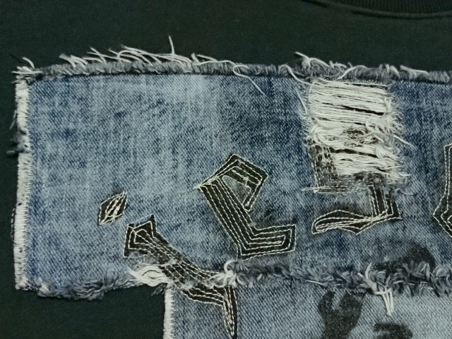 Religion Cycle レリジョンサイクル◆jesus cycles◆デニムパッチワーク スウェット/トレーナー◆ビッグシルエット◆イエス・キリスト