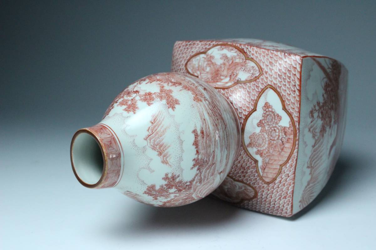 花瓶　金彩赤絵　湖東焼 花瓶 金彩赤絵 湖東焼 【公式通販】