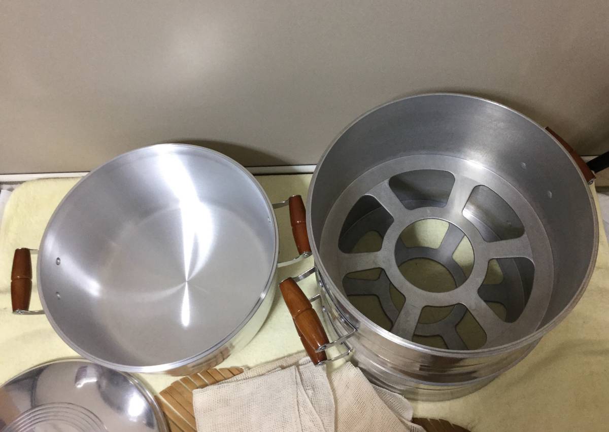 未使用＊蒸し器セット アルミキャスト・鋳造製・厚手調理器 ・30cm