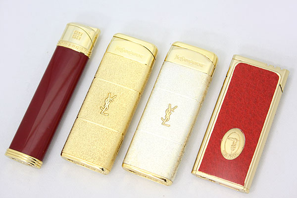 ブランド ガスライター 4本セット GIVENCHY/ジバンシー・YLS/イヴサンローラン・/TRUSSARDI/トラサルディ 着火未確認
