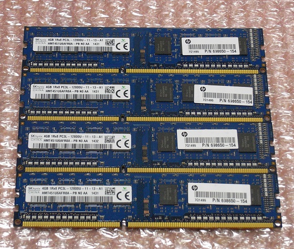 M106 hynix PC3L-12800U DDR3L-1600 4GB×4枚 計16GB デスクトップ用
