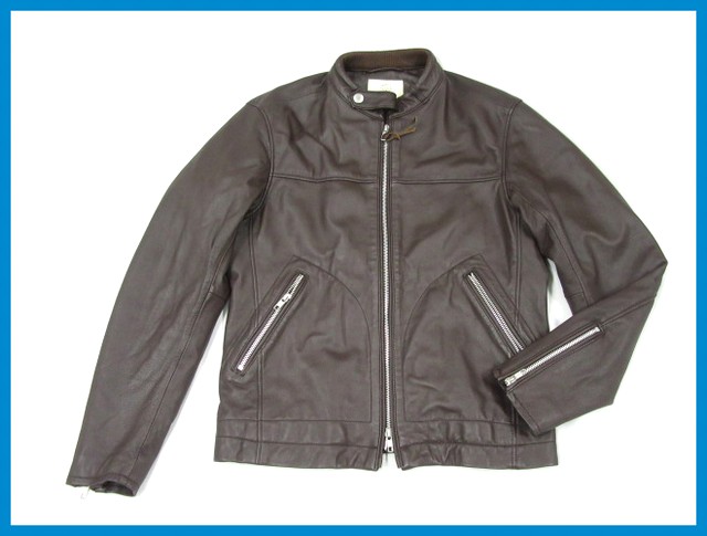 65544★UNITED ARROWS/ユナイテッドアローズ 山羊革レザージャケット シングルライダース メンズS/ブラウン