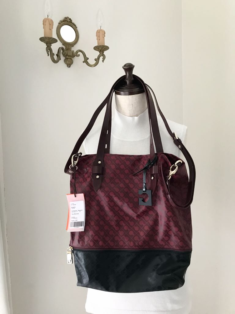 新品タグ付き*ゲルディーニ*ワイン×黒　ソフティ　バッグ　トート/ショルダー　伊勢丹購入