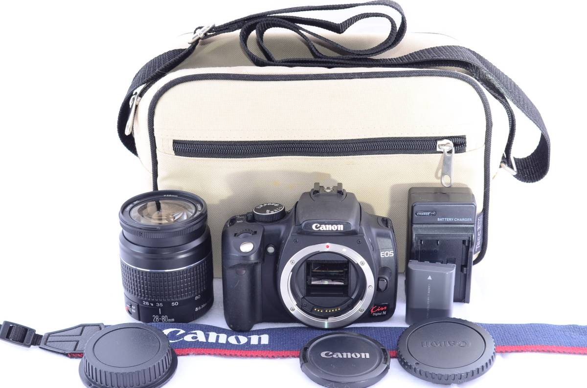 赤字超特価，正規品 小型軽量一眼レフ CANON Kiss Digital N +純正28-80mm +カメラBAG 131(キヤノン)｜売買されたオークション情報、yahooの商品情報をアーカイブ公開 - オークファン キヤノン