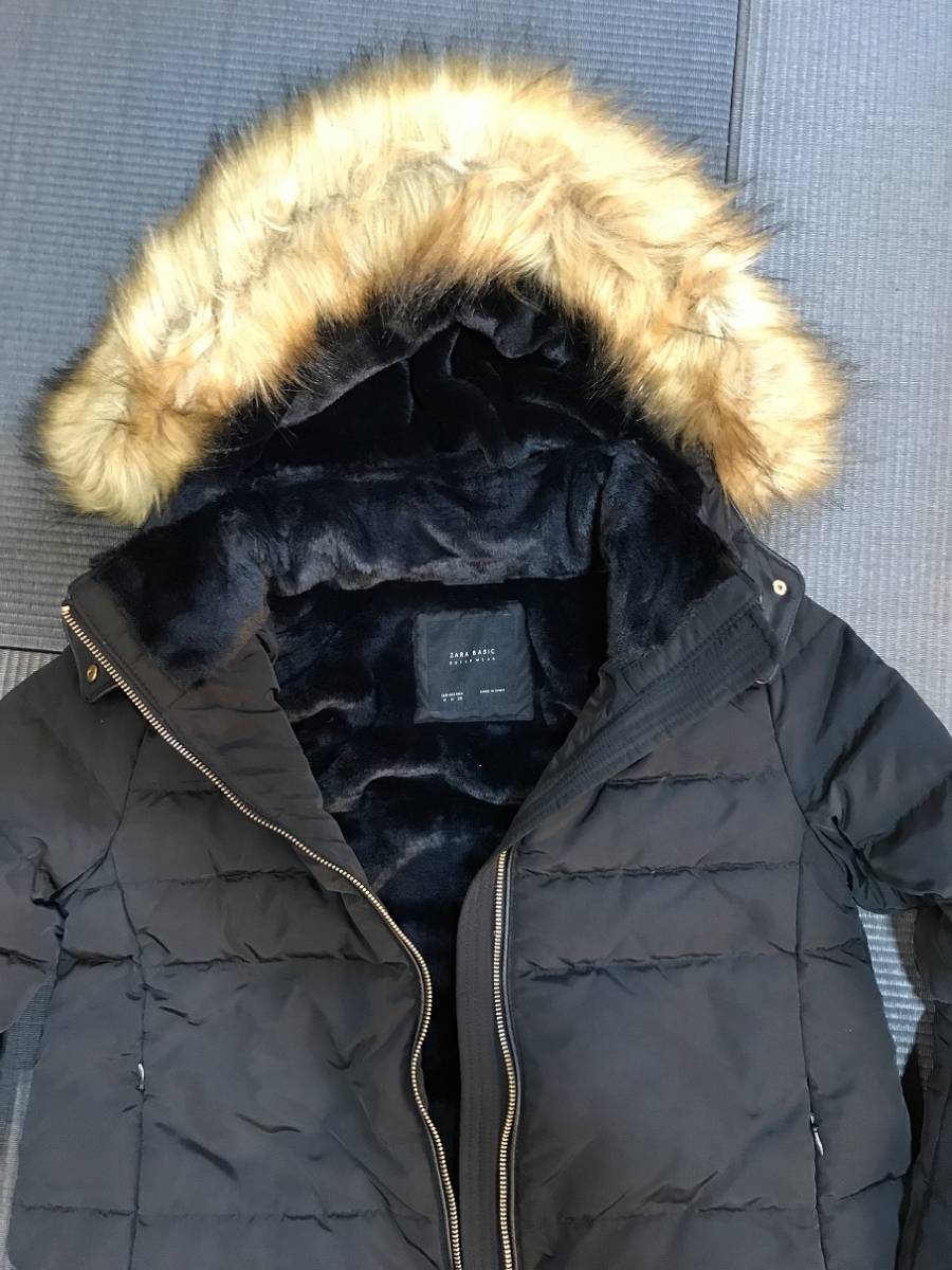 新品タグ付き★ZARA ザラ ファー ダウンジャケット コート アウター 未使用　黒